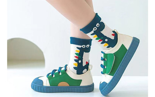 Calcetines Con Estampado De Dinosaurios Para Niños, 5 Pares