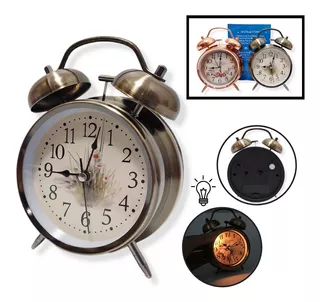 Reloj Despertador Metal Vintage Campana Analógico Deco