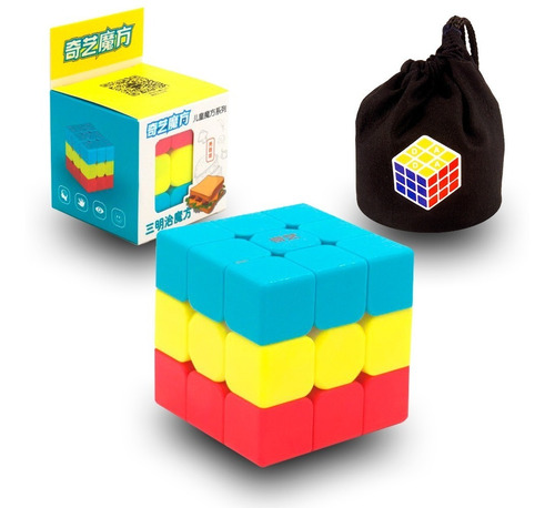 Cubo Rubik Qiyi 3x3 Tricolor Sandwich  + Estuche Color De La Estructura Stickerless