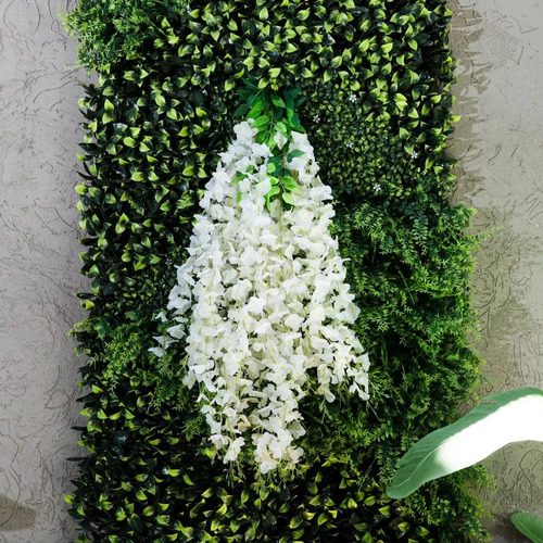Enredadera Artificia Glicina Pack X 12 Jardín Vertical Muro Blanco