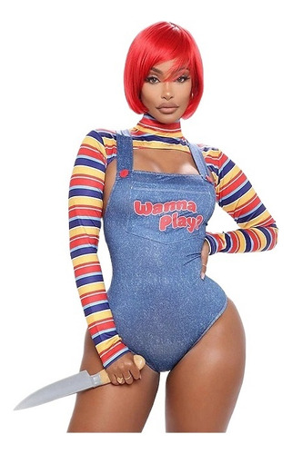 Disfraz De Chucky Sexi Body Para Mujer Halloween Muñeco