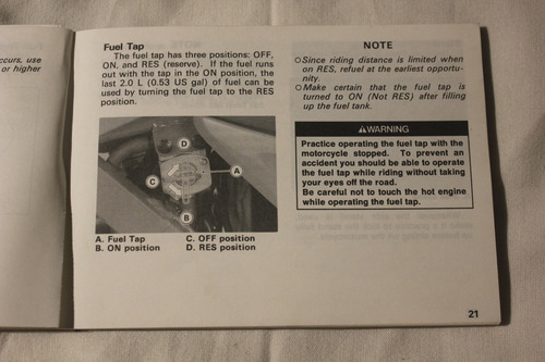 Kawasaki Klx 250 1992 Manual Del Propietario (Usado)