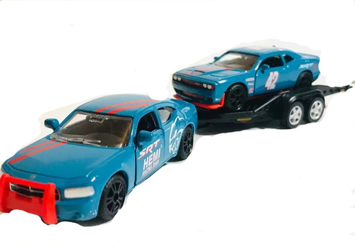 Dodge Charger Y Challenger  Srt + Trailer Escala 1:55 Siku