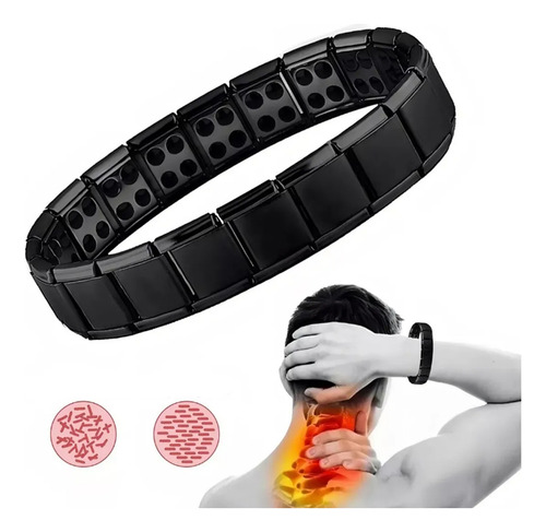 Pulsera Magnética, Pulsera De Moda Para Hombres Y Mujeres, Pulsera Para Parejas, Pulsera Terapia De Los Imán Color Negro Moda Diámetro 1.3 Cm Largo 19 Cm
