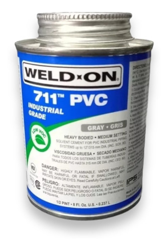 Caja Cemento Weld On 711 Color Gris 1/4 Lt Industrial 8 Oz