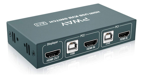 Conmutador Kvm Hdmi 2 Puertos Caja, Interruptor Hotkey, Uhd 