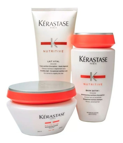 Bain Satin 1 + Lait Vital + Masquintense Fine Kerastase 