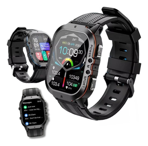 Smartwatch Spark X Tela Amoled + Pulseira Extra Laranja Caixa Preto Pulseira Laranja-claro Bisel Cinza-escuro Desenho Da Pulseira Mesh