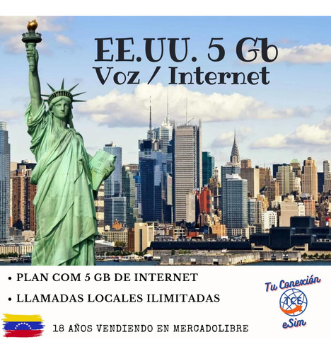 Simcard Chip Internacional Para Viaje A Usa 5 Gb