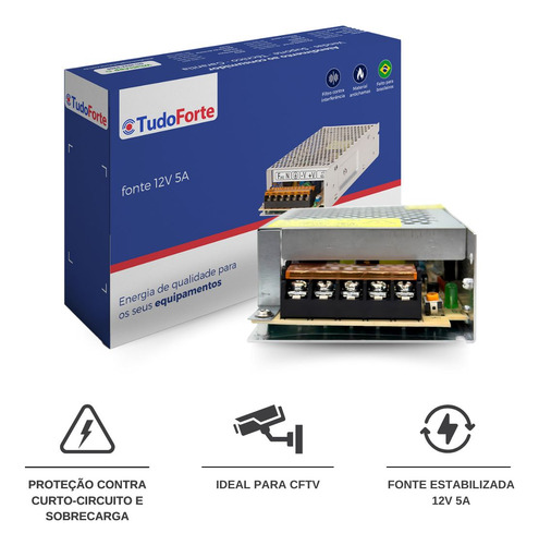Fonte Chaveada 12v 5a Tipo Colméia, Ideal Para Cftv Tf