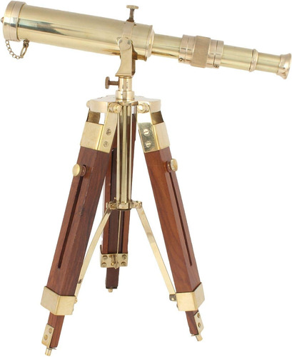 Telescopio Vintage Laton Nautico Real Con Tripode