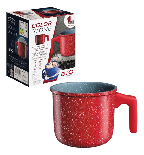 Fervedor Leiteira ColorStone 14 cm Volcano Antiaderente Indução Euro Home