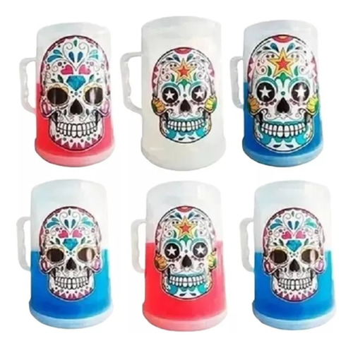 Set X 6 Chopp Vasos Jarra Catrina Cervecera Gel Refrigerante