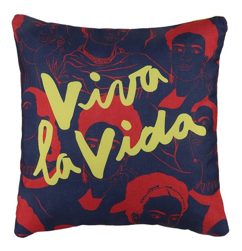 Almofada de design de tecido estampado azul Frida Kahlo