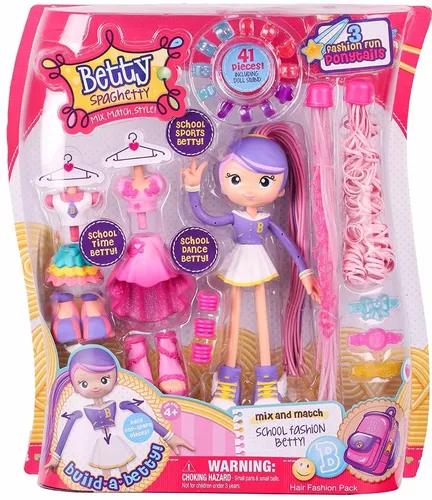 Boneca articulada betty spaghetty vestido azul candide