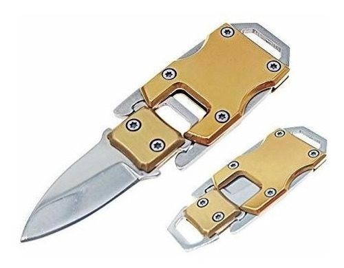 Mini Cuchillo Para Llavero, Cuchillo De Bolsillo, Dorado