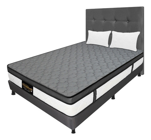 Colchon Versalles Doble+base Cama Entera+cabecero+obsequios Color Gris