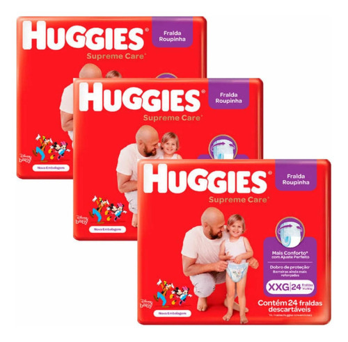 Kit C/3 Pcts Fralda Huggies Supreme Care Roupinha Xxg Gênero Sem gênero