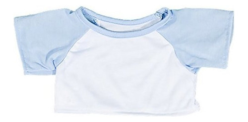 Camiseta Blanca Con Mangas Azul Claro Conjunto Con Osito De