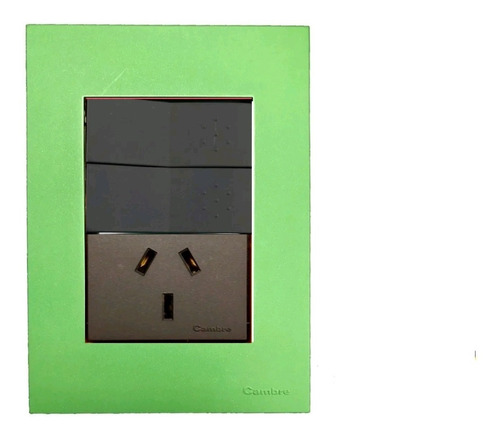 Llave 2 Puntos Simple + Toma Simple Gris Tapa Verde Bauhaus