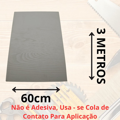 Revestimento P/ Formica Madeirado Cinza 3m X 60cm Acabamento Cinza