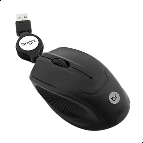 Ratón Óptico USB Retráctil Para Portátil - 1000 DPI, Cable De 720 Mm, Plug & Play - Color Negro Rosa Rojo