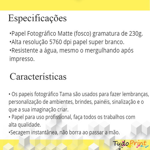Papel Fotográfico A4 Matte Premium Fosco 180g 100 Folhas