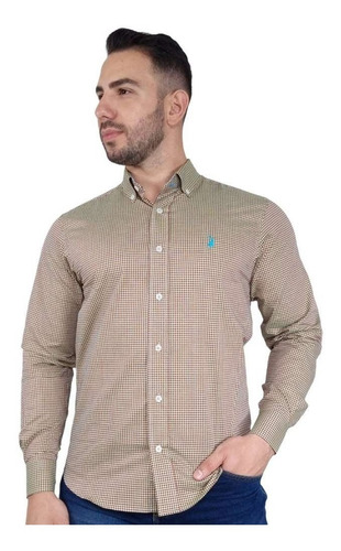 Camisa Austin Western Exclusivo Longa Xadrez Verde E Marrom