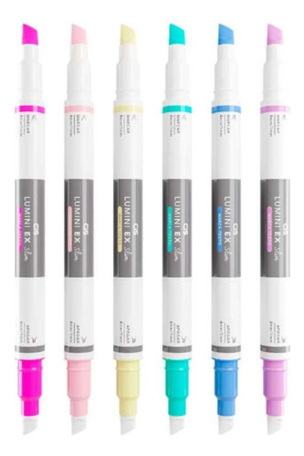 Marca Texto Apagável Lumini Ex Slim Com 6 Unid - Cis