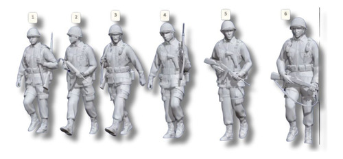 Soldado Americano Mod2 Ww2, Escala 1/16 (12cm), Color Blanco