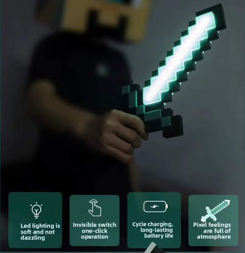 Espada De Minecraft Luminosa Diamante