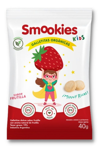 Imagen 3 de 8 de Smookies Kids Orgánicas 20 Unidades 40gr Mix. Sabores