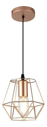 Lustre Pendente Aramado Grid E27 Bivolt Cobre Taschibra 110V/220V