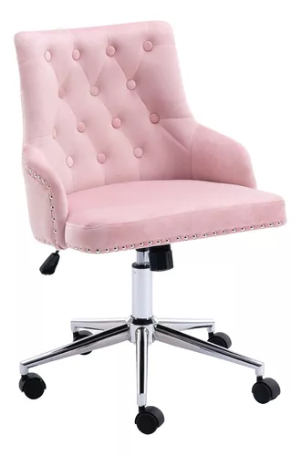 Silla De Escritorio Rosa De Terciopelo Con Ruedas, Silla De.