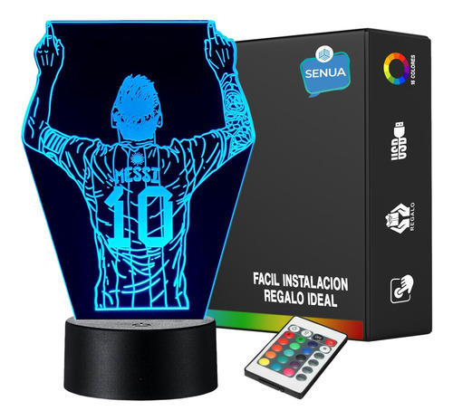 Lámpara Led Messi Fútbol Decoración Regalo Holograma