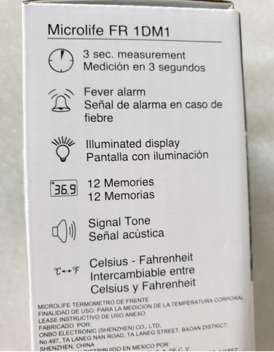 Termómetro Digital Microlife De Frente C/ Alarma Fr1dm1