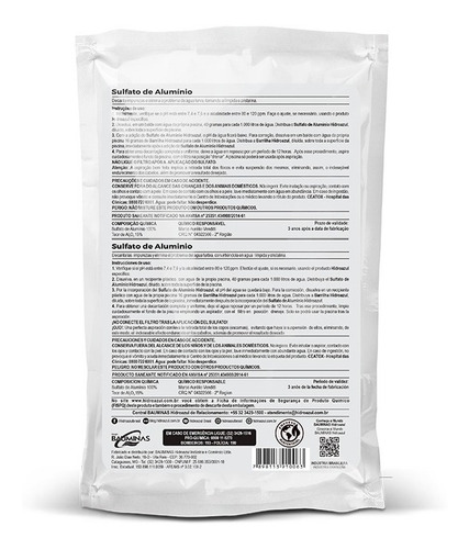 Imagem 3 de 3 de Kit 5 Unidades - Sulfato De Alumínio 2 Kg - Hidroazul