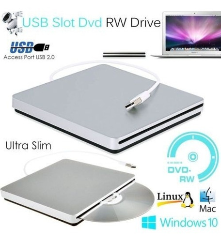 Imagen 3 de 5 de Externo Usb 2.0 Cd-rw Escritor Quemador Dvd-r Lector Reprodu