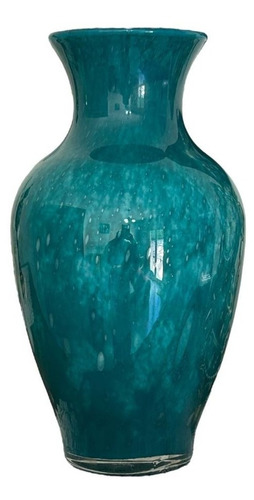 Jarrón De Cristal De Murano Color Turquesa 30cm De Altura