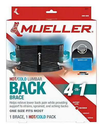 Rodillera Mueller 4-en-1 Soporte Lumbar Para Espalda Con Paq