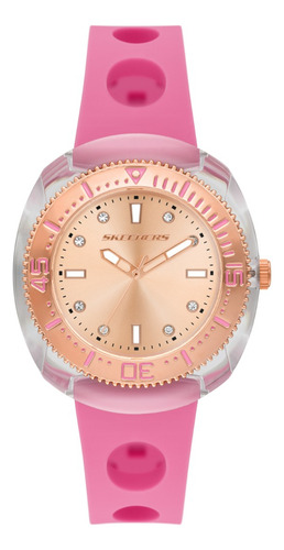 Reloj Mujer Skechers Sr6320 De Silicona Rosa Bisel Oro Rosa Fondo Oro Rosa