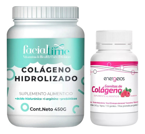 Pack Colágeno Hidrolizado En Polvo 45g  Y Gomitas 110 Pzas Sabor Sin Sabor