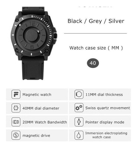 Reloj Casual Eutour E029 Con Bolas Magnéticas De Silicona