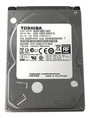 Disco rígido interno Toshiba MQ01ABD-V Series MQ01ABD100V 1TB