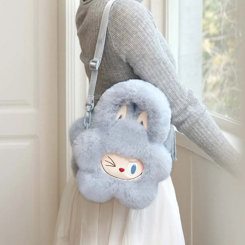 Bolsa Crossbody Pop Mart Labubu Flor Color Azul Claro