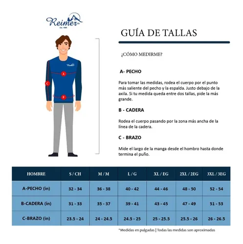Tallas de chamarras para hombre mexico hot sale