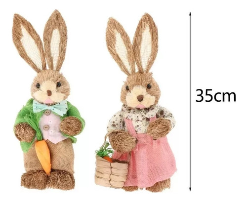 4 Pzs De Pareja De Conejos De Pascua 35cm,suministros