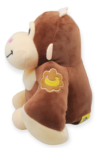 Gorila De Peluche Sonriente Suave Animales Juguete 24cm Color Marrón