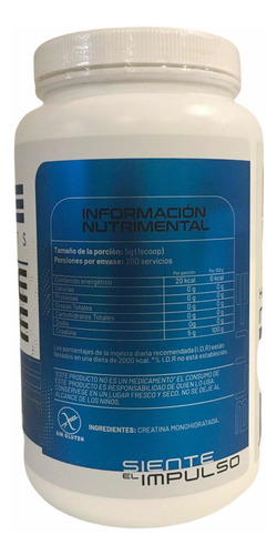 Imagen 2 de 2 de Creatina 1 Kg Creatine 1kg Monohidratada 200 Servicios