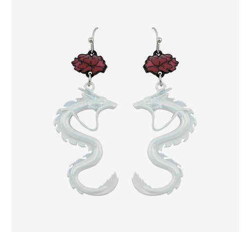 Aretes De Dragón Blanco - Pendientes Para Dama - Feng Shui